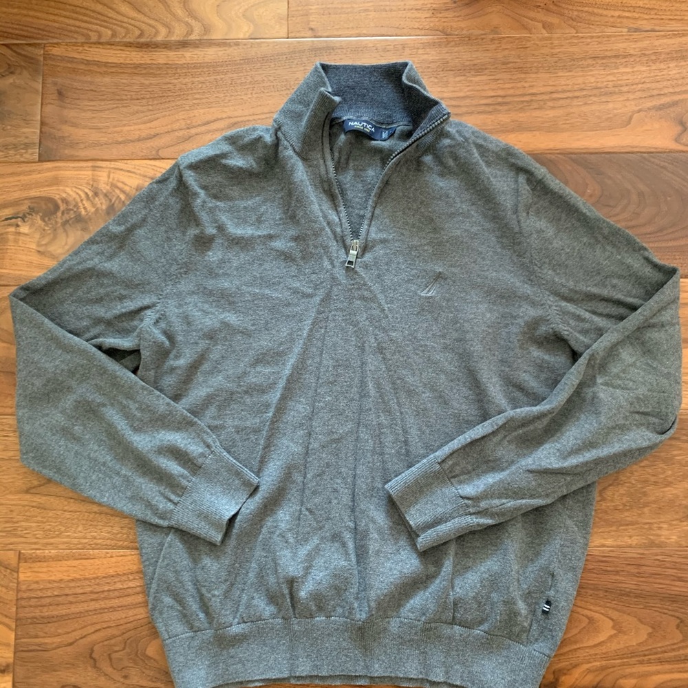 Grey nautica quarter zip sweater